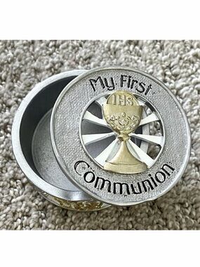 My First Communion Silver Gold Keepsake Box Collection Joseph's Studio by Roman